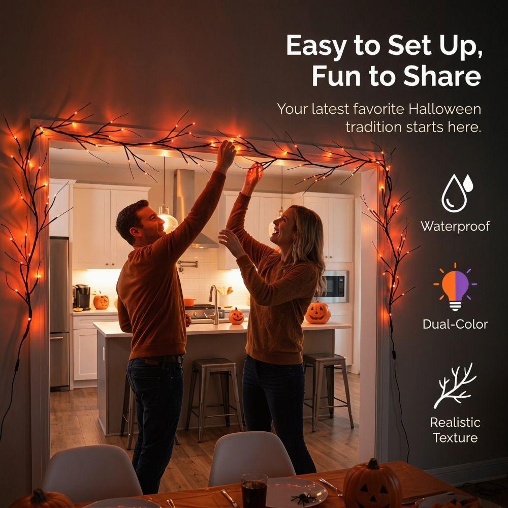 Scary Atmosphere Halloween Ghost Festival Lighting Bat Twig Lights  Spooky Decorations