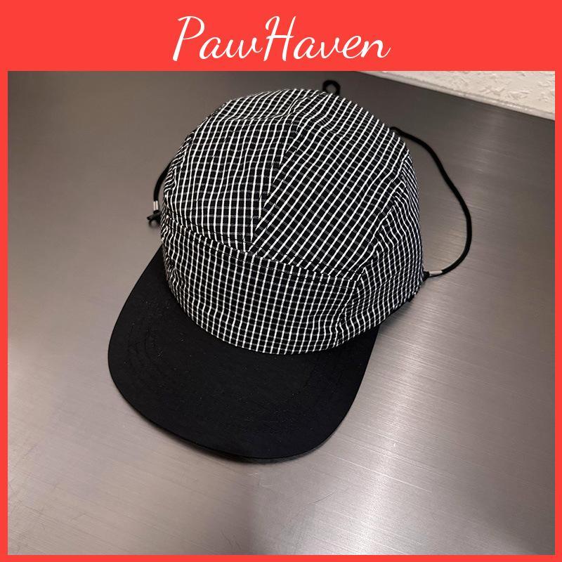 Black White Checker Pattern Women Outdoor Baseball Hat With Material Breathable