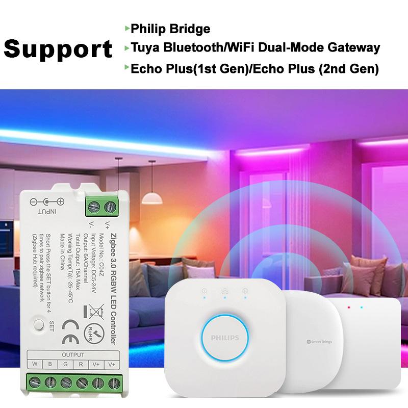 Zigbee 3.0 LED Controller WiFi APP Remote for PWM Dim CCT RGB RGBW RGBCCT LED Strip Bridge Tuya Gateway Voi Control DC5V-24V