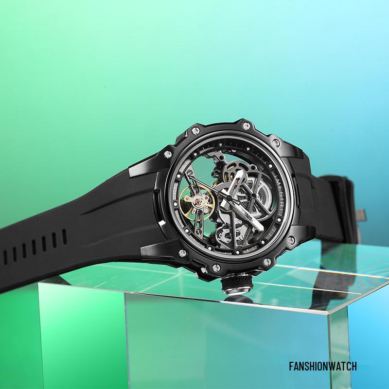 MEGIR Men's Stainless Steel Luminous Automatic Square Mechanical Watch