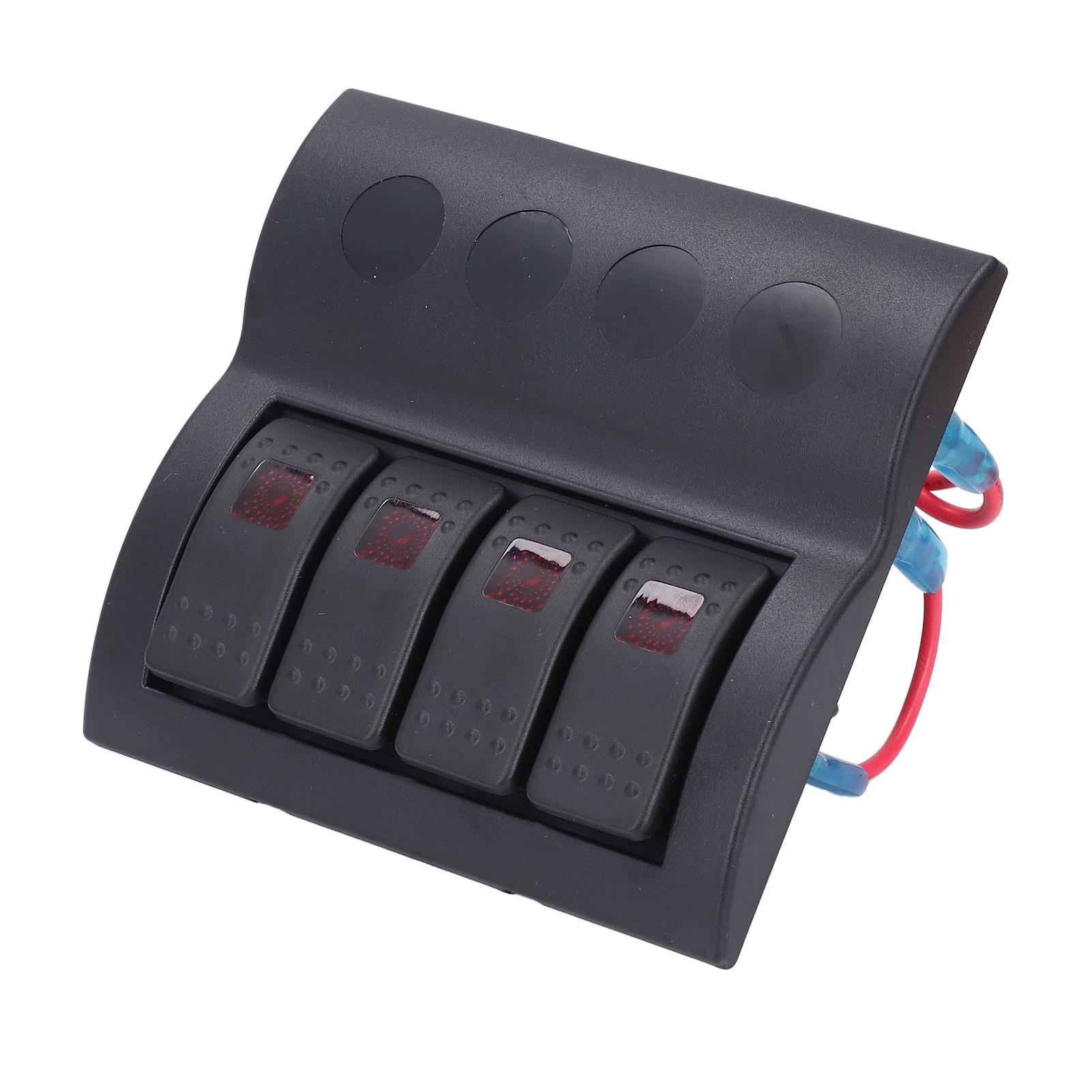 

4 Gang Switch Panel IP65 Waterproof Pre Wired ON OFF Switch Panel with Overload Protector for Boat Ship RV DC12V 24V