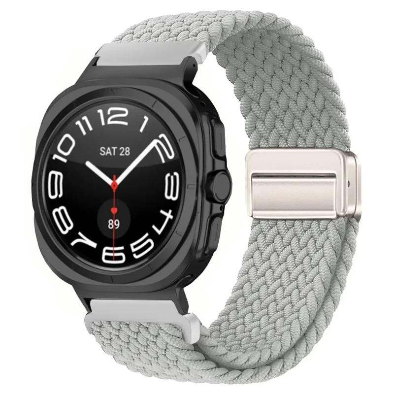 Gevlochten Nylon Lusband Voor Samsung Galaxy Watch Ultra 47mm Magnetische Armband Polsband voor Galaxy Watch 8 Ultra 2026 47mm Band