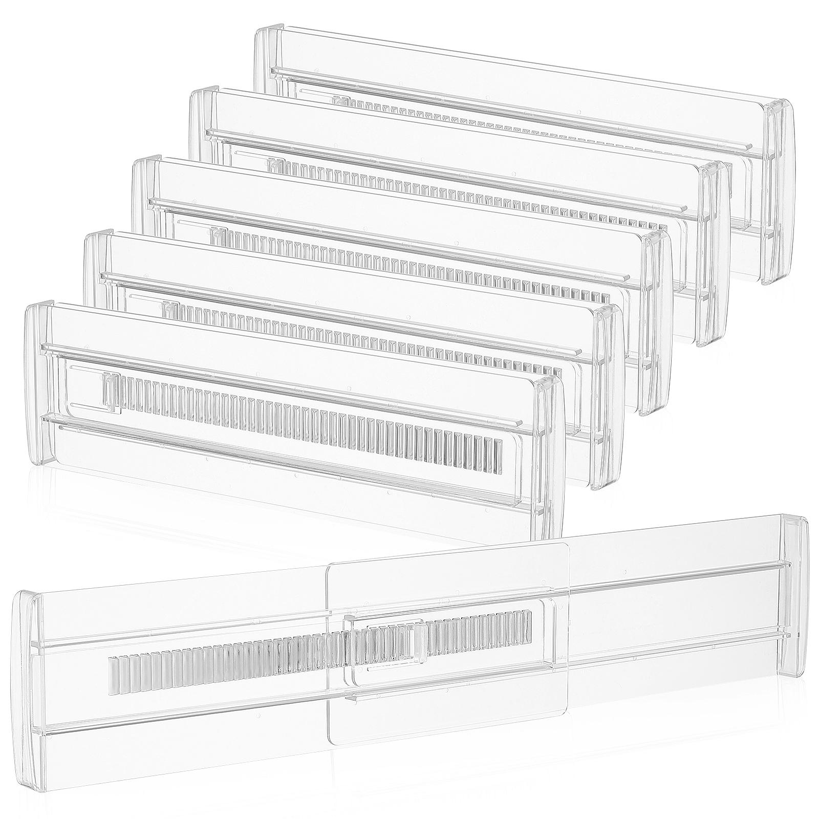 

6 Pcs Clear Drawer Dividers Adjustable Drawer Organizer Dresser Dividers Drawer Organizer For Clothes Utensils Cutlery прозорий
