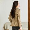 Women's Double-Breasted Elastic Waist Trench Coat