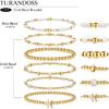 Turandoss 18K Gold Plated Beaded Stretch Initial Bracelet for Women Gifts