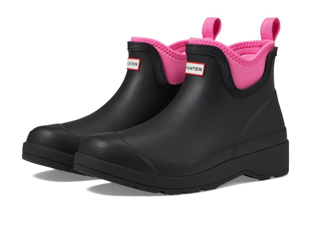 Hunter Play Neoprene Chelsea Size Women's Boots, Black/Highlighter Pink, 6/25.0cm