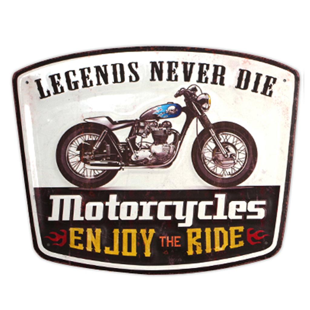 Les Trésors De Lily [R6613] - Retro Metal Sign 'Motorcycles' Black White Vintage - 35x25 Cm (legends Never Die)