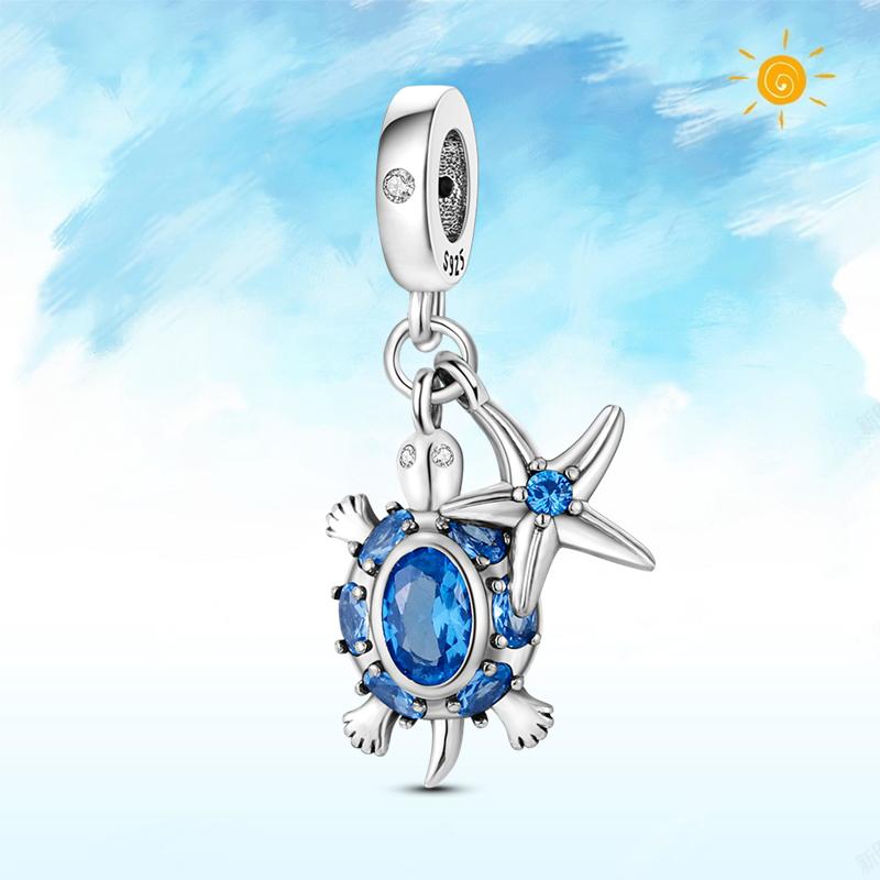 copper Authentic Charm Bead Charms Blue Sea Butterfly Whale CZ Charm Bead Charms Bead Charms Compatible With Authentic Accessories Bracelets Do It You