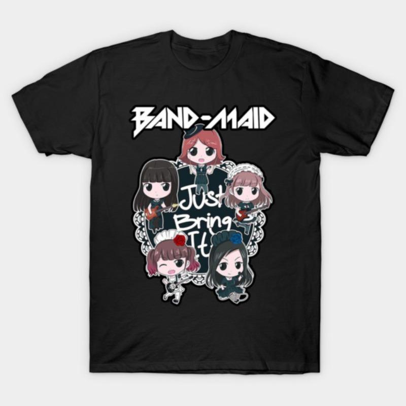

BAND MAID Chibi style graphic unisex Tshirt retro rock Y2k 100Cotton 2026 summer New Oneck Short Sleeve shirt Band Merchandise 4XL