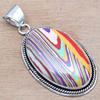 Pendant Rainbow Calsilica Gemstone Mother'Day Gift Silver Jewelry 2"