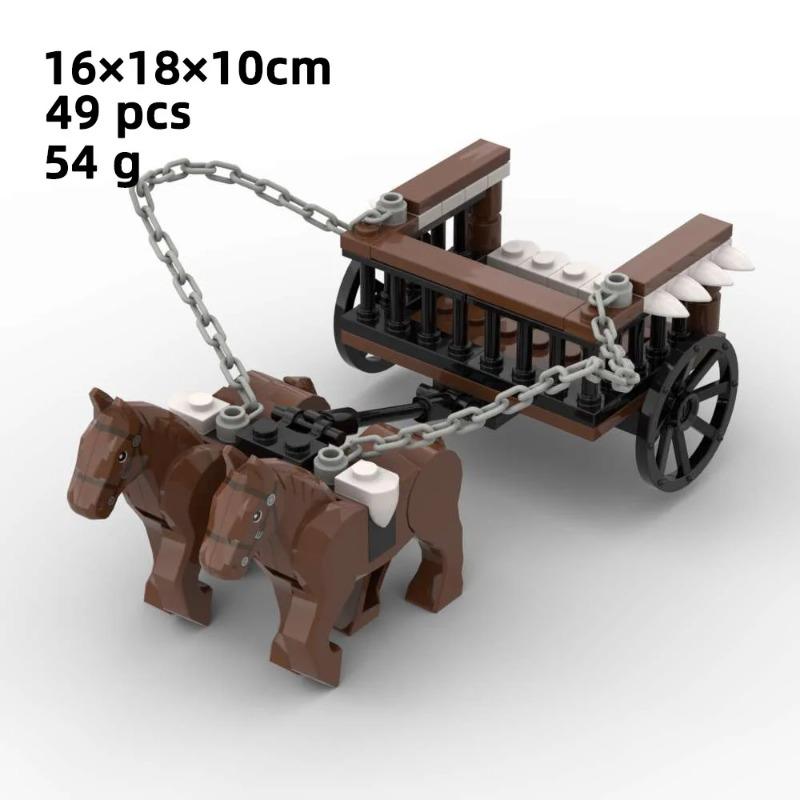 City Creativity DIY Medieval Military Knight Carriage Chariot MOC Model Building Blocks Bricks Educational Children's Toys Gift