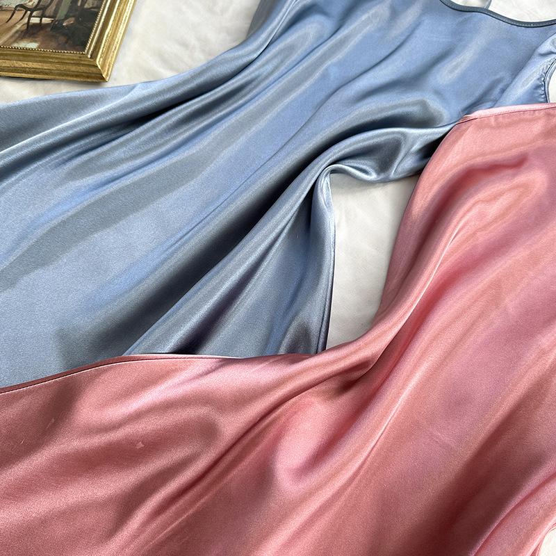 Sexy noční košile pro ženy Halter Simulace hedvábné Ležérní prodyšná sukně s ohlávkou