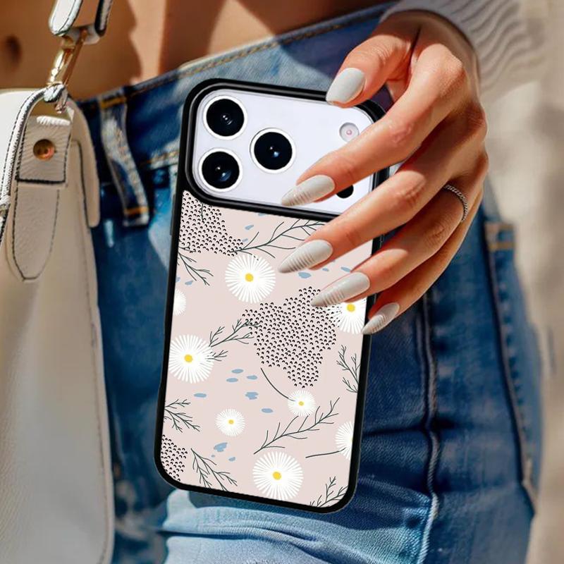 Minimalist Aesthetic Flower Phone Case For iPhone 17 Air 14 15 13 12 Max Cover For Apple 16e 11 Pro Max Plus Coque