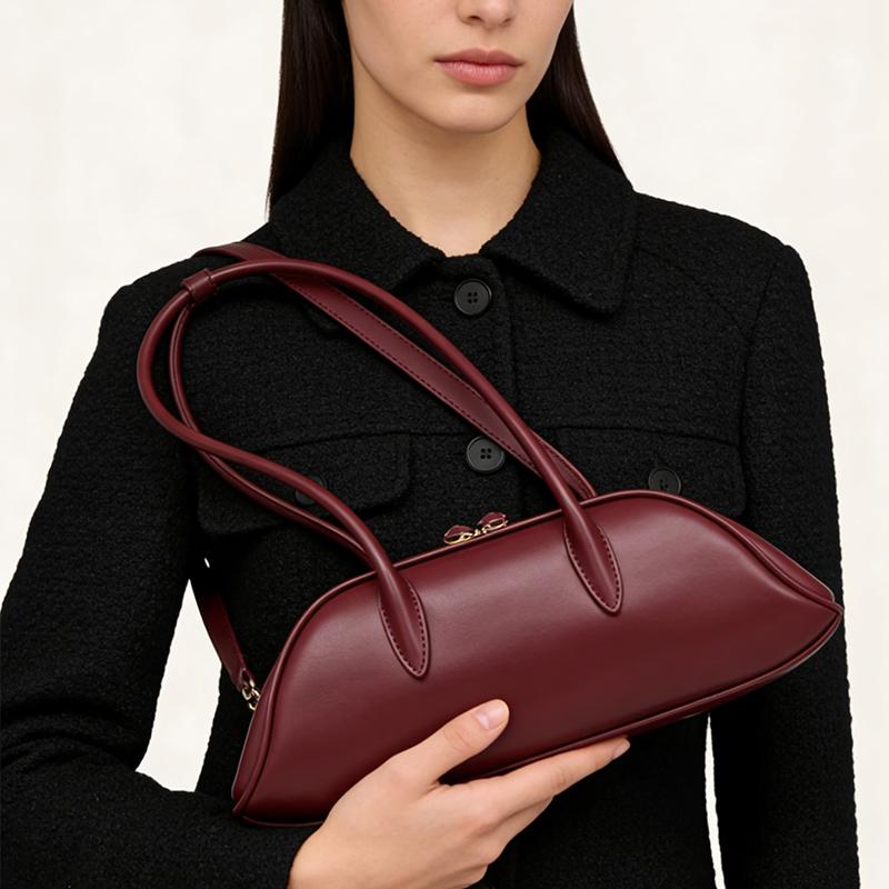 Bolsa de Ombro de Marca Estilosa Versátil Bolsa de Axila Feminina Bolsa de Mão de Luxo de Alta Qualidade Cor Sólida Minimalista Bolsa de Bowling