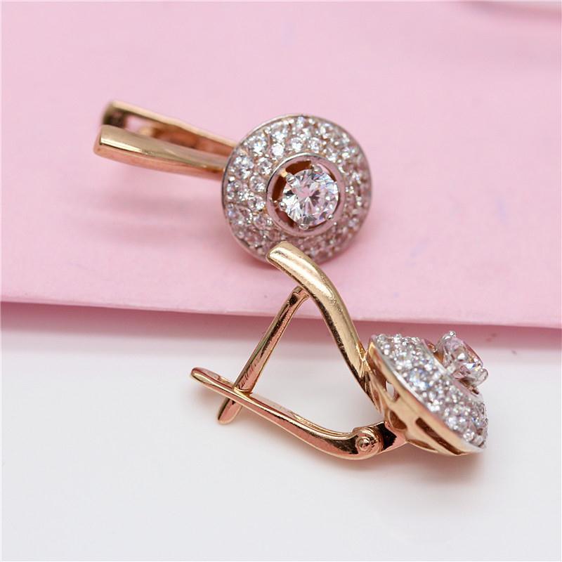 Purple Gold Inlaid Zircon Earrings Full Of Diamonds Classic Luxury Temperament Solid Rose Gold Plated Earrings