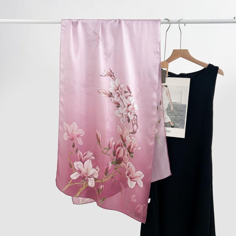 Spring and Autumn New 100 Mulberry Silk Long Scarf Women's Elegant Atmospheric Silk Shawl Versatile High-end Silk Scarf