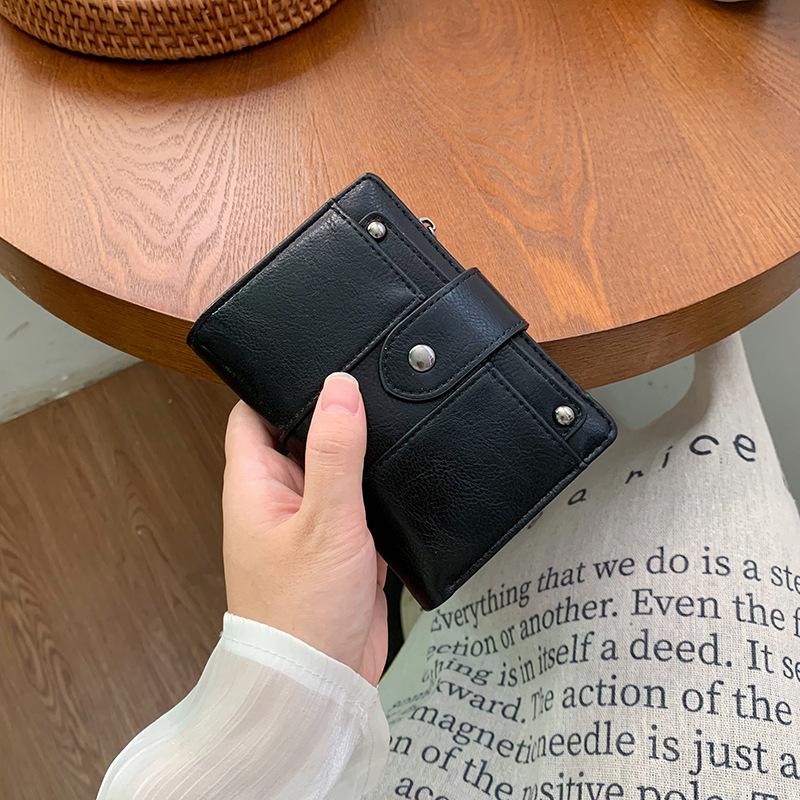 

Короткий женский кошелек, маленький и свежий, скидка 20%, складной + зажим, высококачественный кошелек-портмоне чёрный