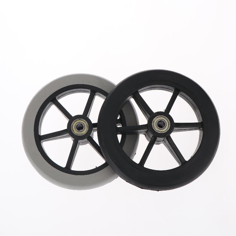6 Inch Rubber Wheels Smooth Flexible Heavy Duty Wheelchair Front Castor Solid Shopping Cart Wheel Wheelchair Replacement