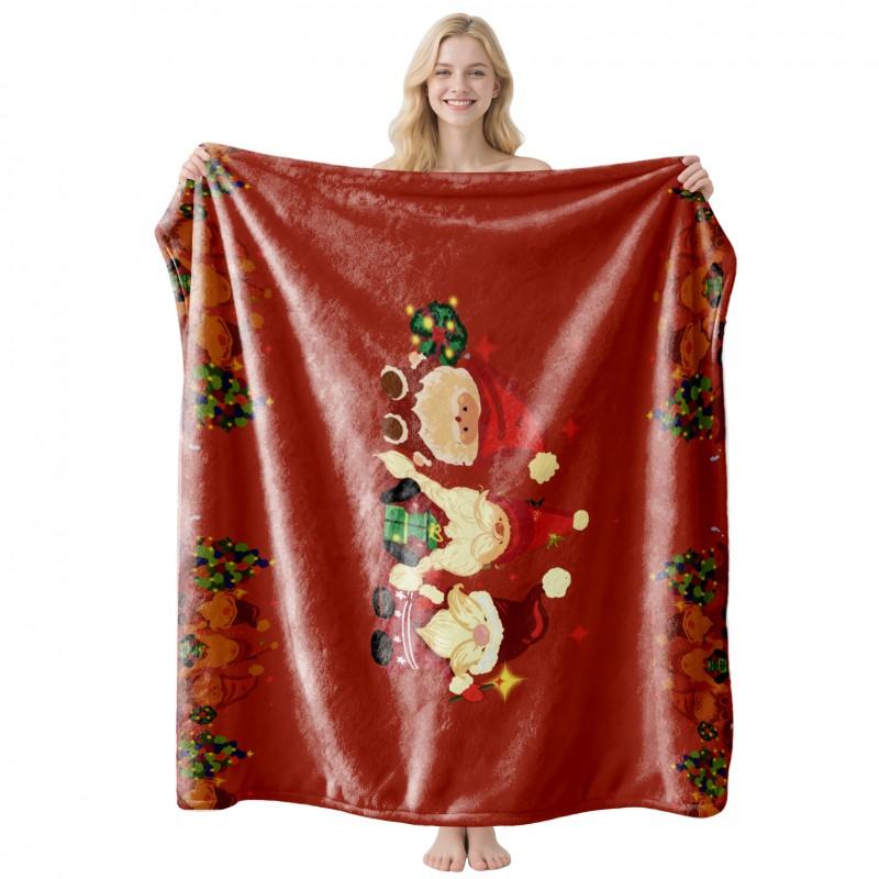 Christmas Themed Flannel Fleece Blanket Nap Throw Customizable Home Use