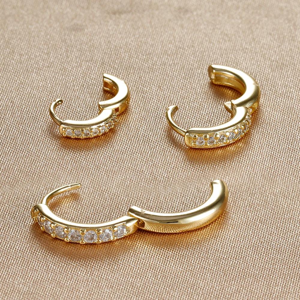 3PCS 6/8/10mm Round Circle Stainless Steel Zircon Huggie Hoop Earrings Set for Women Tiny Unisex Rock Earring Piercing Jewelry