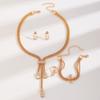 5Pcs Earrings Rhinestone Jewelry Suit Geometric Bracelet Chain Set Tassel Necklace Suit  Party