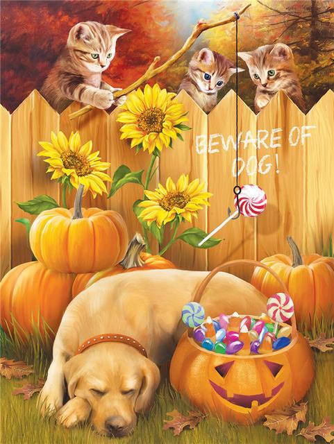Diamond Embroidery Pumpkin Crafts Diamond Painting Halloween Cross Stitch Set Mosaic Cartoon Full Square Round Wall Art
