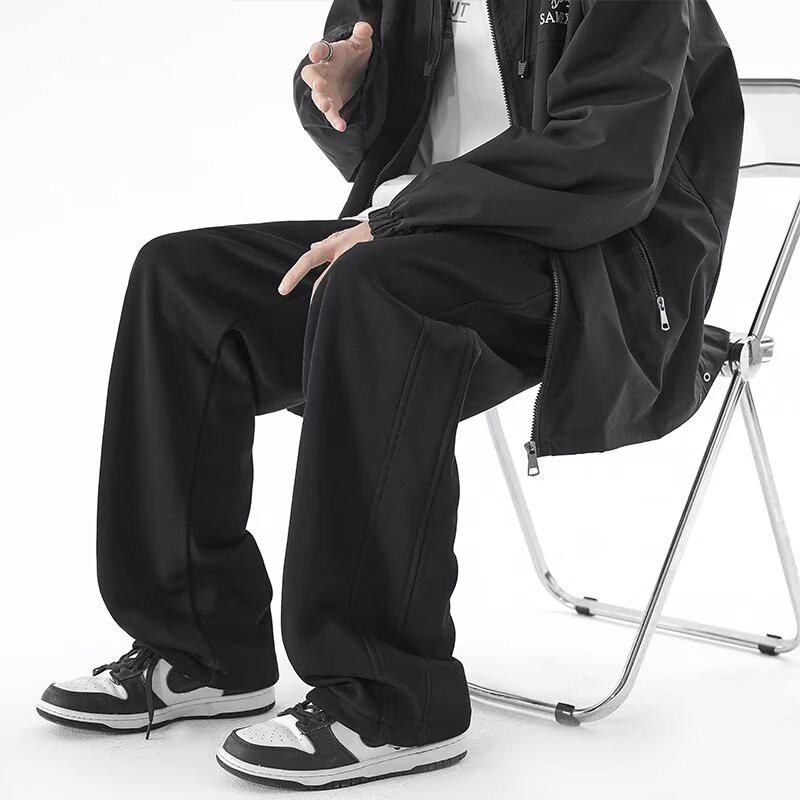 Mens Black Straight Leg - Winter Plus Size Fleece Lined Casual Sports Pants