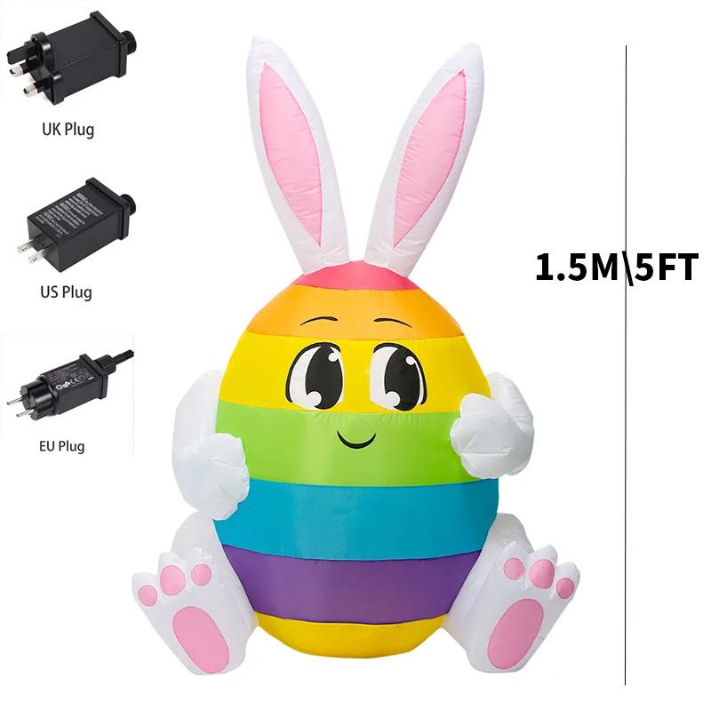 

Colorful 1.5M\5FT Inflatable Toy Rabbit Easter Decoration Builted-in LED Lights Indoor Outdoor Home Garden Inflated Model Decor EU