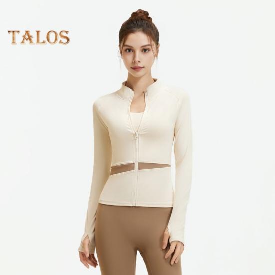 Dámská cvičební bunda na zip, zkrácená jógová bunda s dlouhým rukávem, slim fit, sportovní top na běhání, sportovní oblečení na fitness