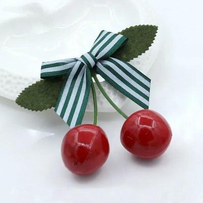 Summer Fashion Red Cherry Bow Hair Retro Vintage Hair Band Accessories Clothing Hair Clip Hairbows for Girls Creative Gifts