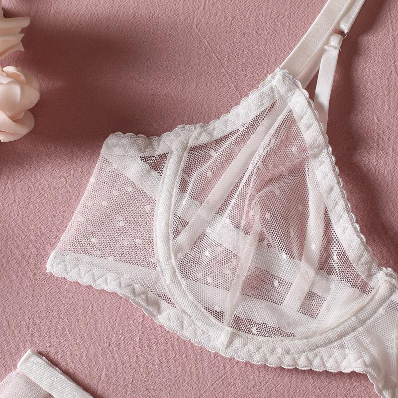 Aesthetic White Bride Sexy Lingerie Set Three Piece Small Skirt with Steel Ring Single Layer Perspective Y2k Tease Sets Women