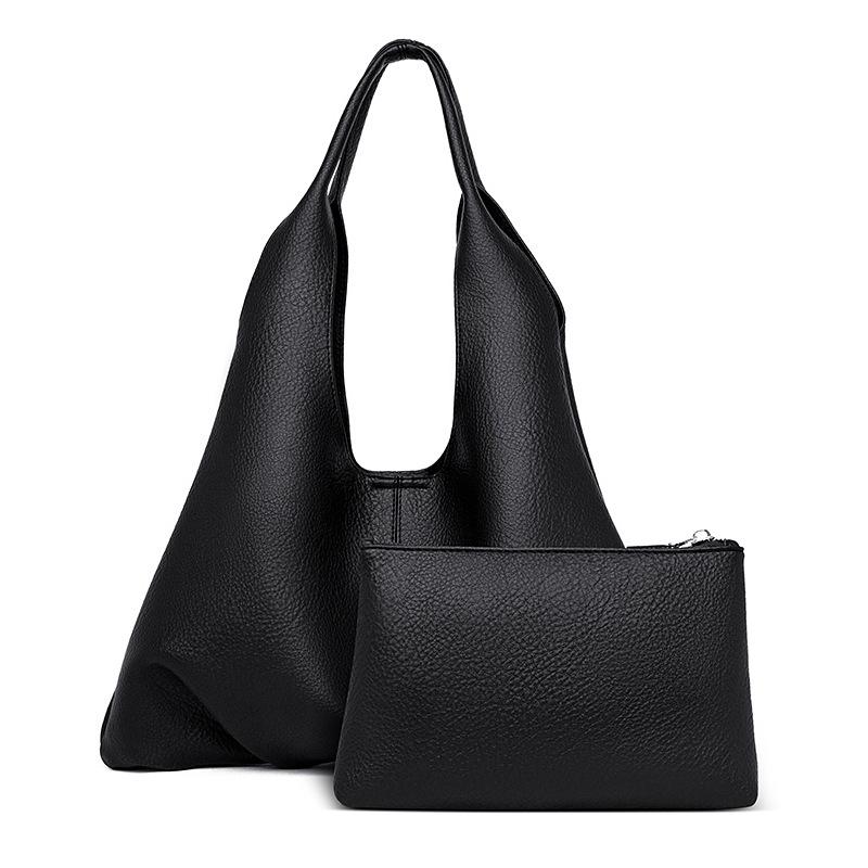Tote Bag Women's New Simple Soft Leather Shoulder Bag Fashion Commuter Large Capacity Tote Bun Mother Bag