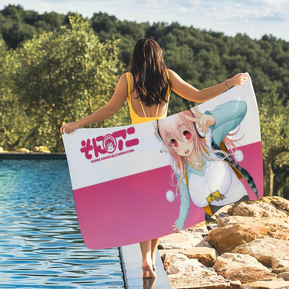 Cute Super Sonico Towel Quick Drying Beach Towels Are Suitable For Swimming Pools Camping Yoga And The Gym