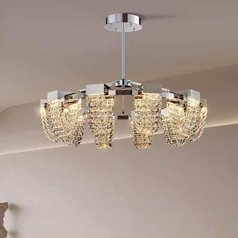 Luxury Chrome Crystal Chandelier Luster Led Ceiling Chandeliers for Villa Living Dining Room Bedroom Postmodern Home Decor