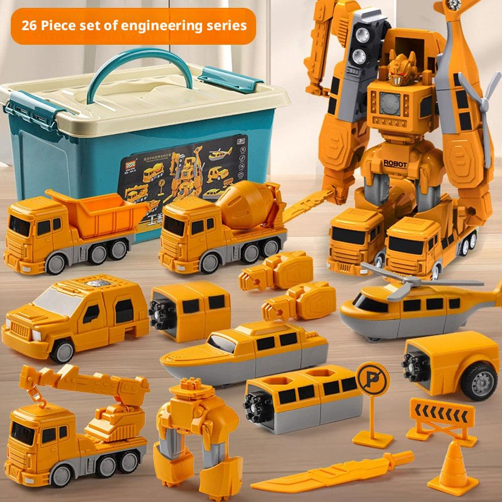 Children Magnetic Toy Car Boy Building Block Assembly Engineering Vehicle Transforming Puzzle King Kong Robot Kid Activities Toy