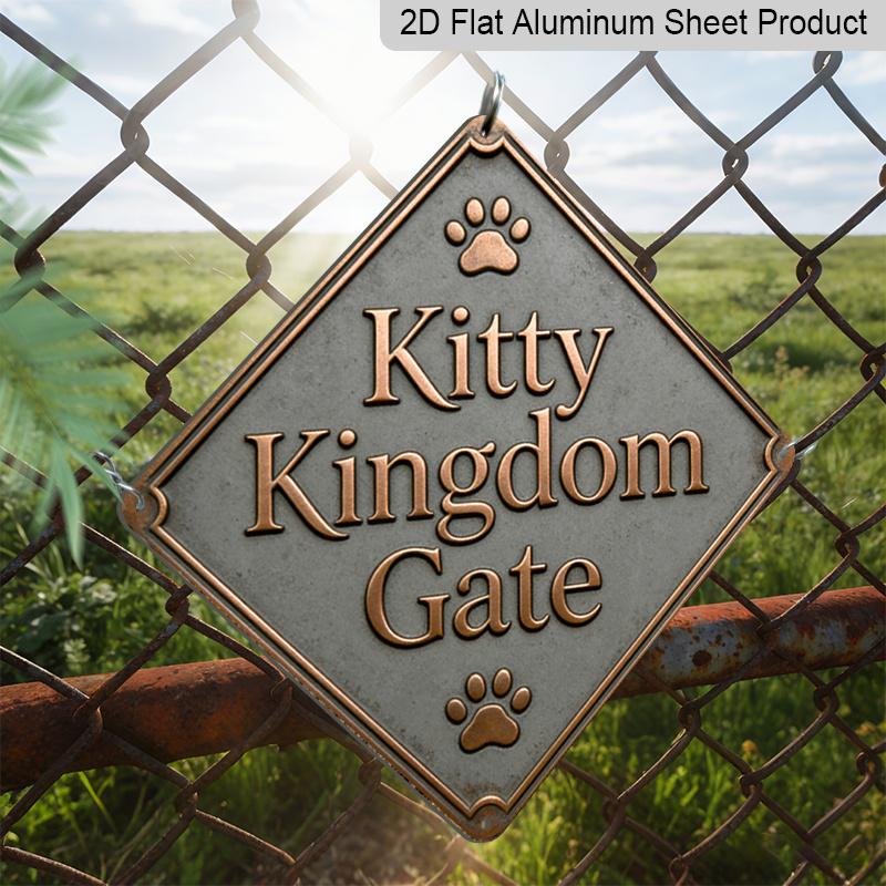 2D Flat, 1pc Cat Kingdom Themed Vintage Metal Wall Sign - Retro Feline Decor with Irregular Cat-Shaped Cutouts Suitable for Entryway, Living Room