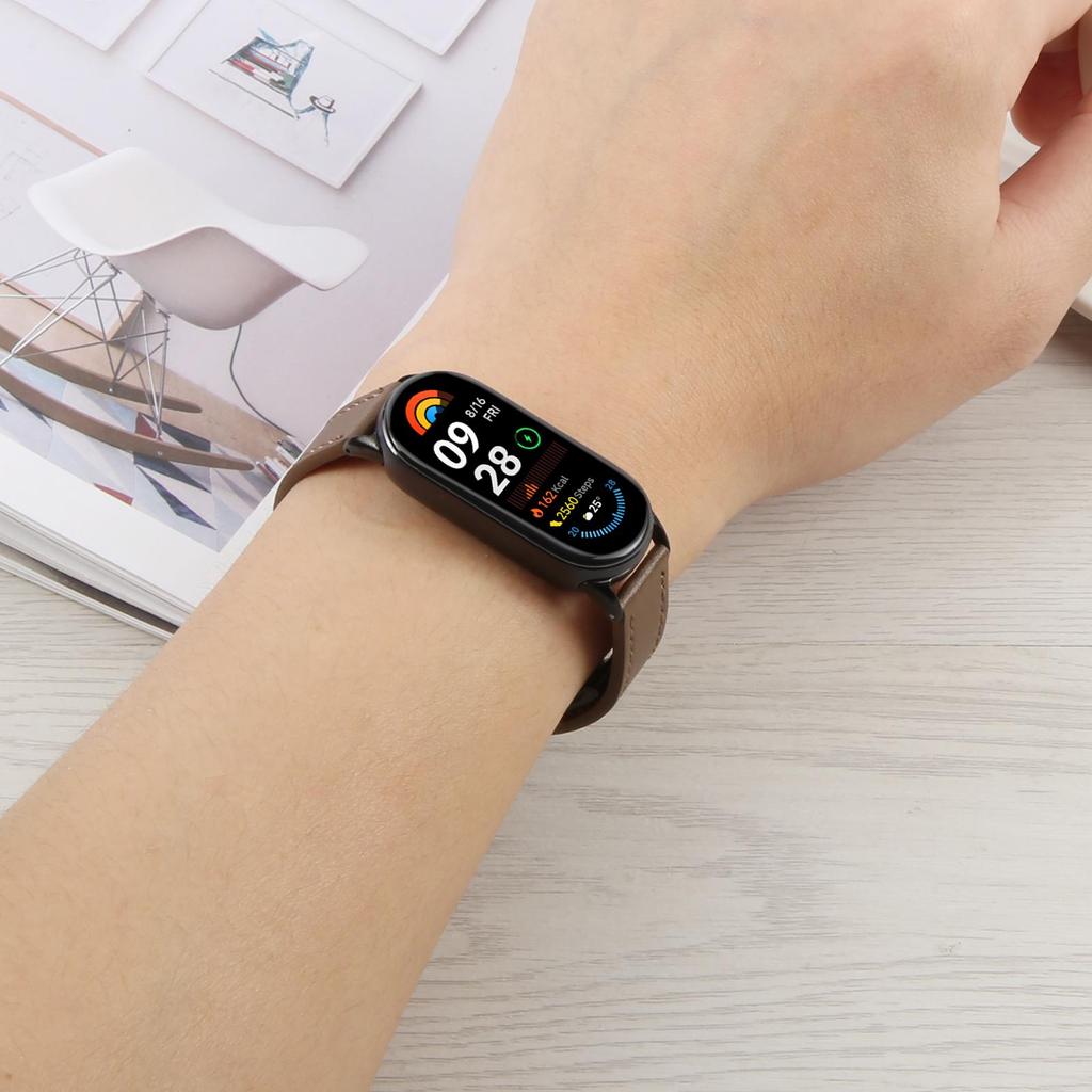 Für Xiaomi Smart Band 9/8 Faltbares Magnetisches Schwarzes Schnallen Mikrofaserleder Uhrenarmband