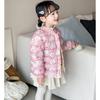 winter baby girl thicken short cotton-padded V-neck jacket Girls' warm cotton-padded clothes foreign style children's autumn cute cartoon print coats