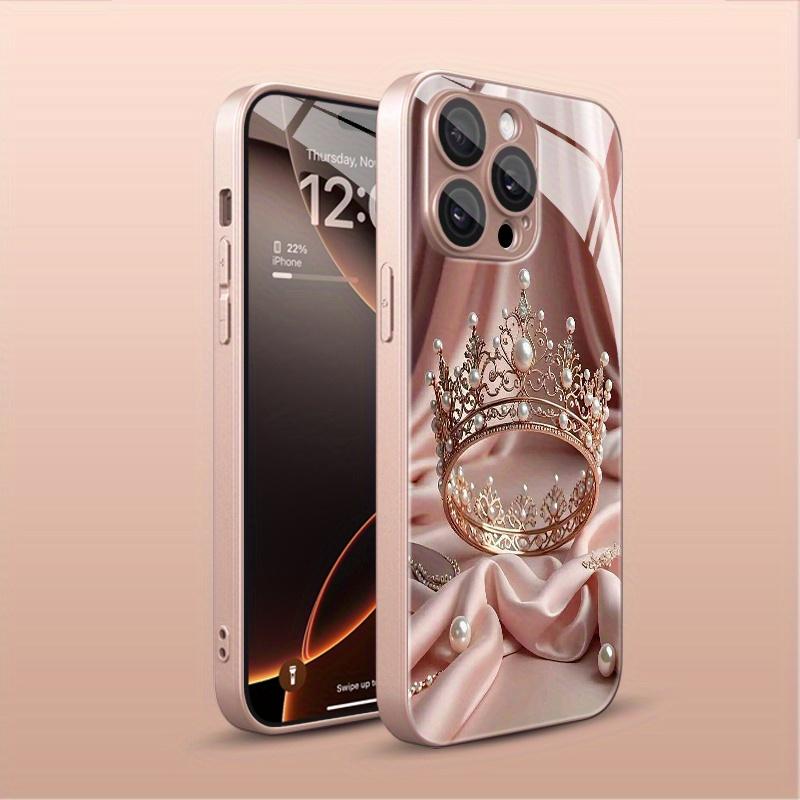 Premium Pearl Crown Pattern Tempered Glass Phone Case for iPhone 17/16 Pro15/14 Plus/13 Pro/12 Pro11 Pro/11 Pro Max