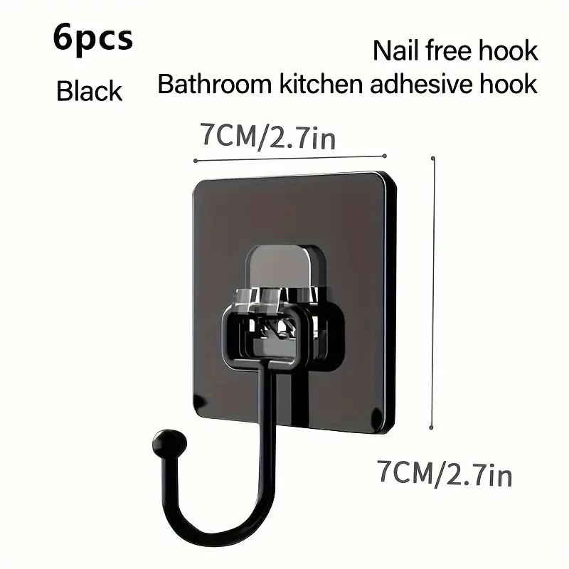 Strong Adhesive Hooks, Wall Hooks (Max) Nail-Free Adhesive Coat Hangers With Stainless Steel Hooks, Reusable Practical Towel Sho