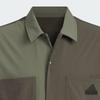 Adidas Colorblock Outdoor Casual Sports Button-Down Short Sleeve Shirt Men Tops Army-Green JI9813