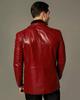Real Lambskin Genuine Leather Stylish Business Formal Red Handmade Men Blazer