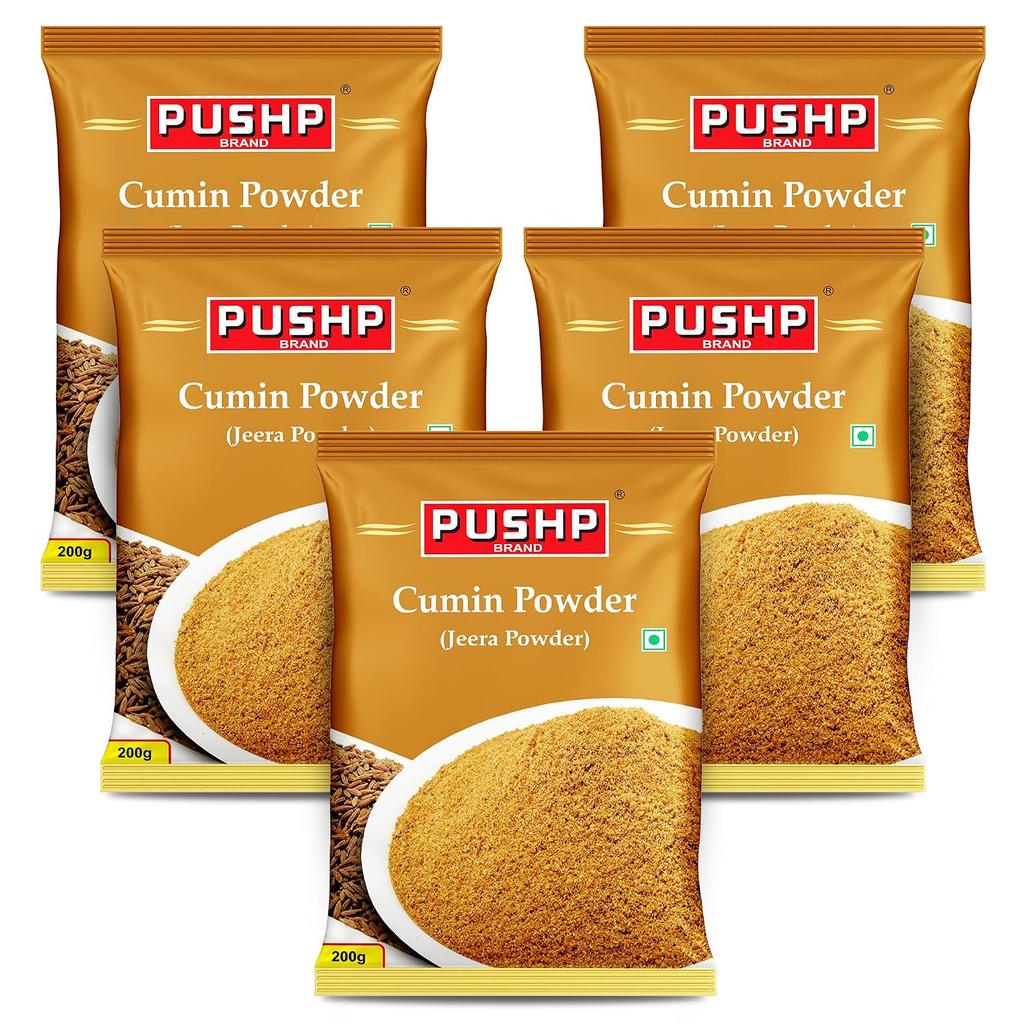 Pushp Jeera Powder Pure Ground Cumin For Authentic Indian Cooking And Daily Kitchen Recipes Premium Aromatic Spice Blend 200G X 5PACK