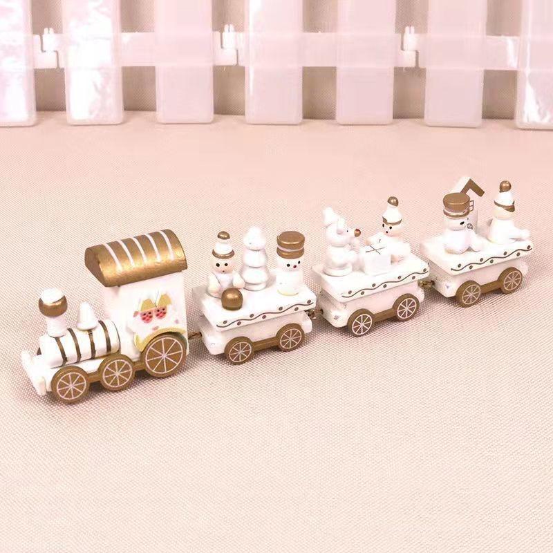 Holzzug Weihnachtsdekorationen mit Lebkuchen Schneemann Weihnachtsbaum Figur Mini Zug Deko für Zuhause Tisch Weihnachtsgeschenke