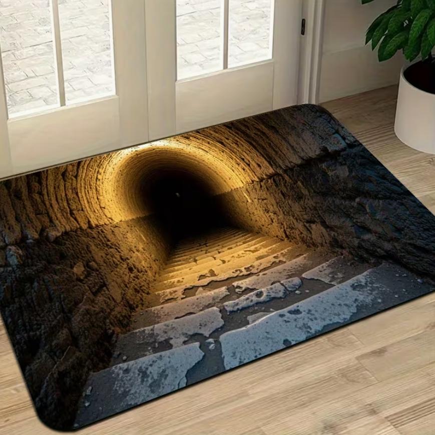 2D Tunnel Treppenbereich Teppich Rutschfest Waschbarer Boden Teppich für Wohnzimmer Schlafzimmer Badezimmer Heimdekoration