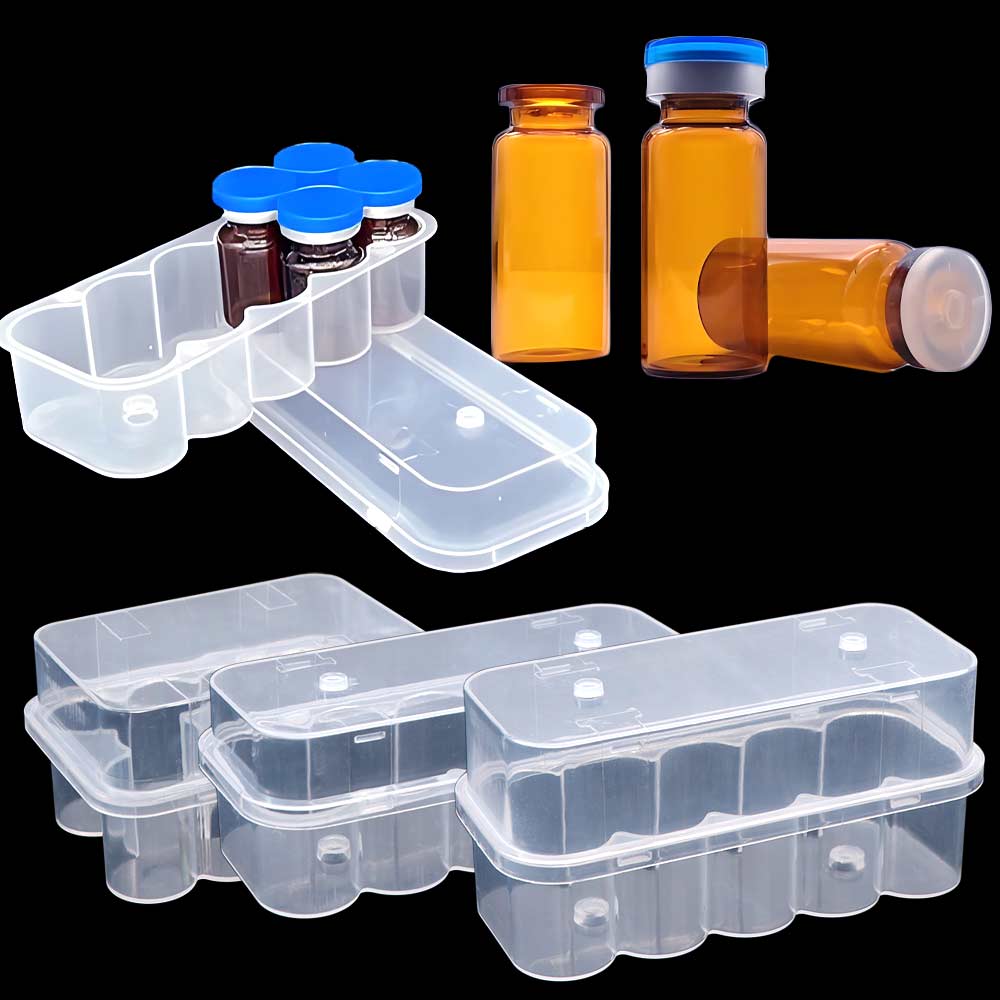 Transparent Peptide Protector Box 10-Slot Clear Vial Box Refrigerator Organizer