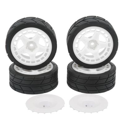 4PCS 1 10 RC Wheel Tires with Hub Fin Plastics Rubber RC Flat Wheel for Car Upgrade Parts White