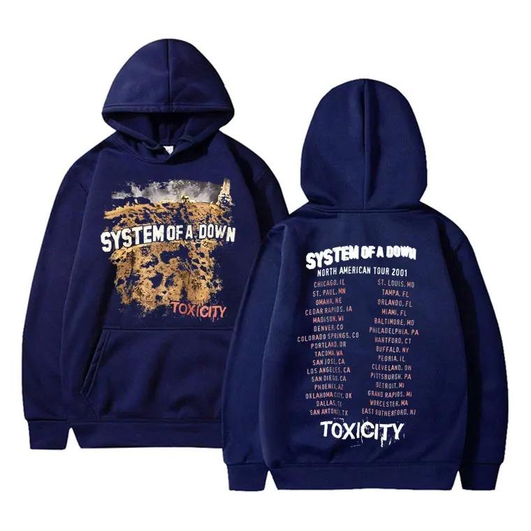 Rock Band System of A Down Toxicity Tour Hoodie Men Women Gothic Punk Vintage Hooded Sweatshirt Unisex Fleece Oversized Hoodies