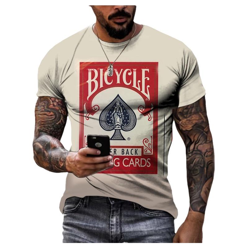 Playing Cards 3D Printing Summer Men's Personality T-Shirt Shirt Hip Hop Trend Large Size Short Sleeve Casual Fashion Sports Top