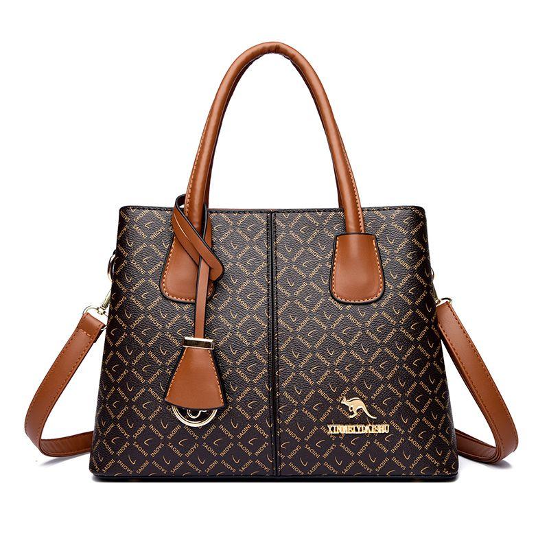 

Women s Leather Bag Middle-Aged Leisure Handbags Sunflower Brown [Counter genuine goods]]